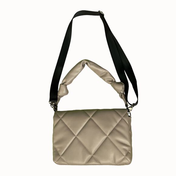 Sondra Roberts faux leather quilted flap bag taupe - Picture 3 of 8